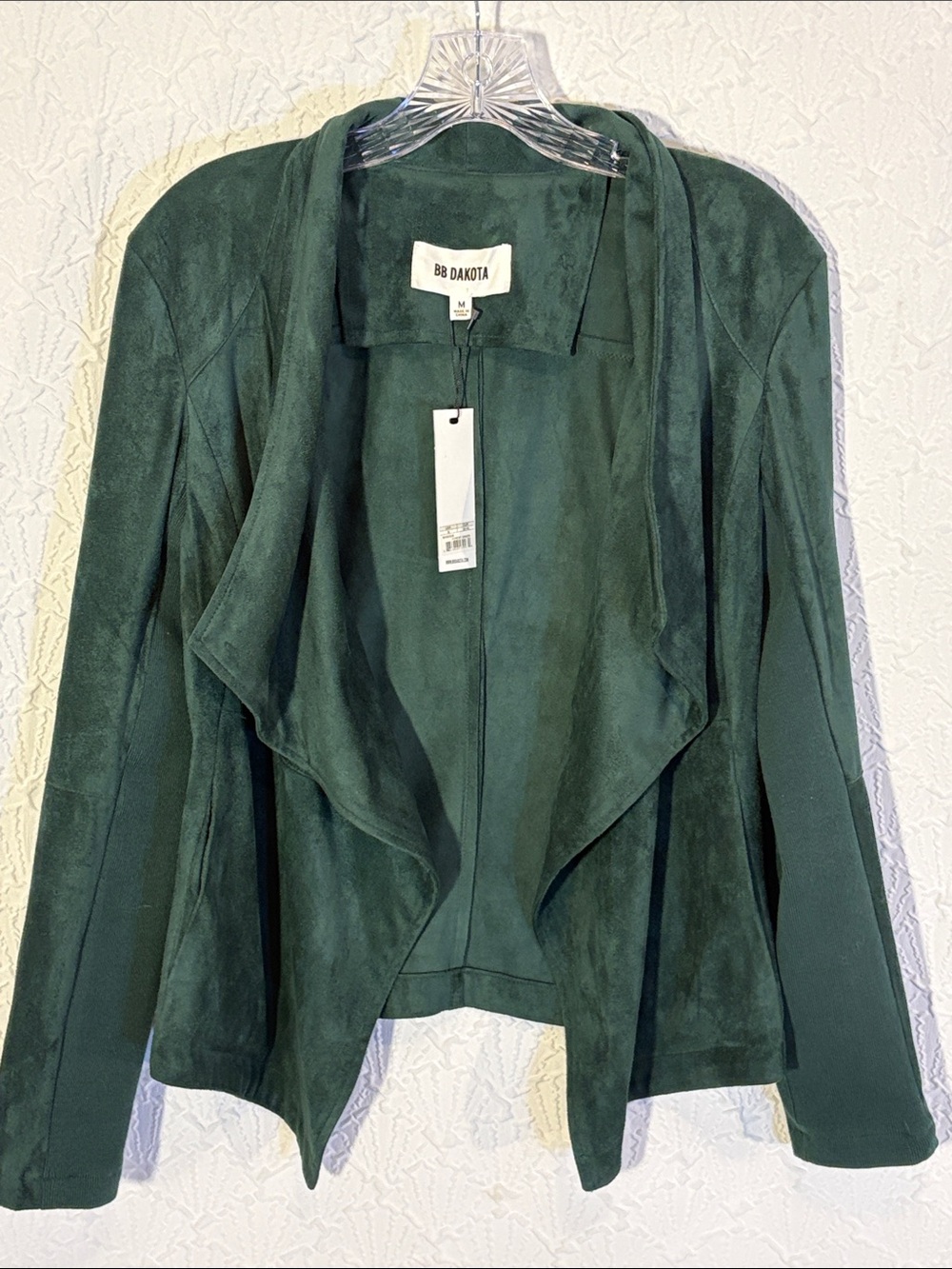 BB Dakota Women's Dark Green Draped Faux-Suede Jacket